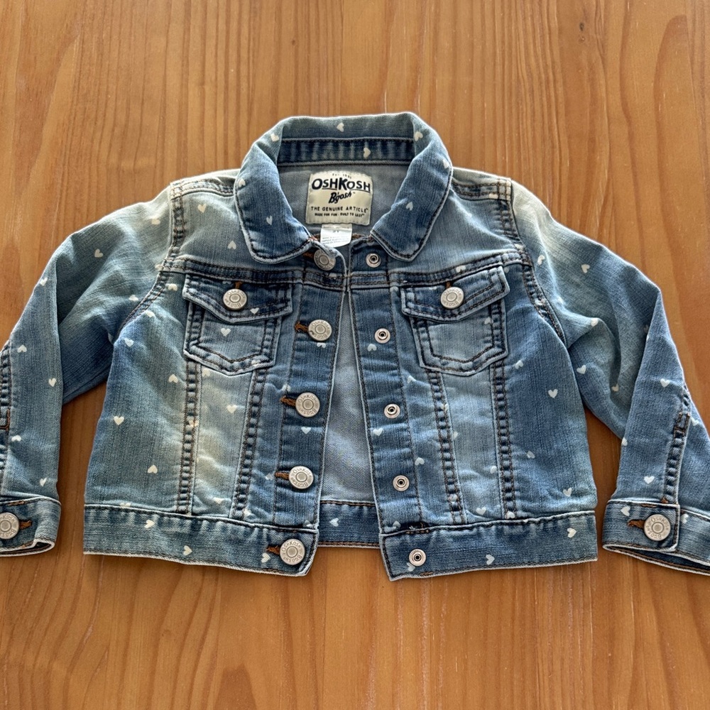 OshKosh B'gosh Baby Girl Blue Denim Heart-Print Denim Jacket